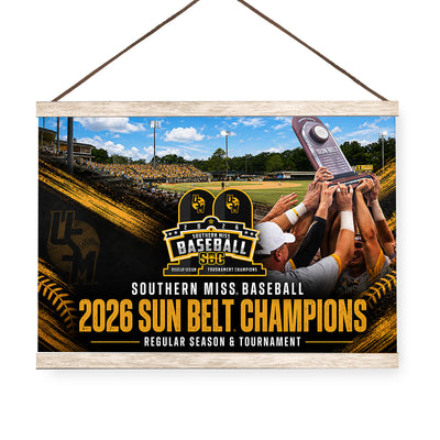 Southern Miss Golden Eagles - Southern Miss Baseball 2026 Sun Belt Champions - College Wall Art #Hanging Canvas