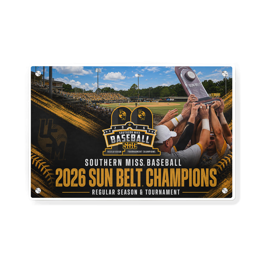 Southern Miss Golden Eagles - Southern Miss Baseball 2026 Sun Belt Champions - College Wall Art #Canvas