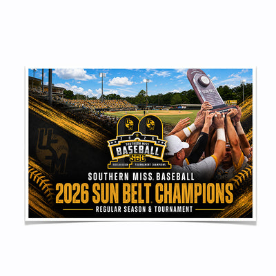 Southern Miss Golden Eagles - Southern Miss Baseball 2026 Sun Belt Champions - College Wall Art #Photo Posters