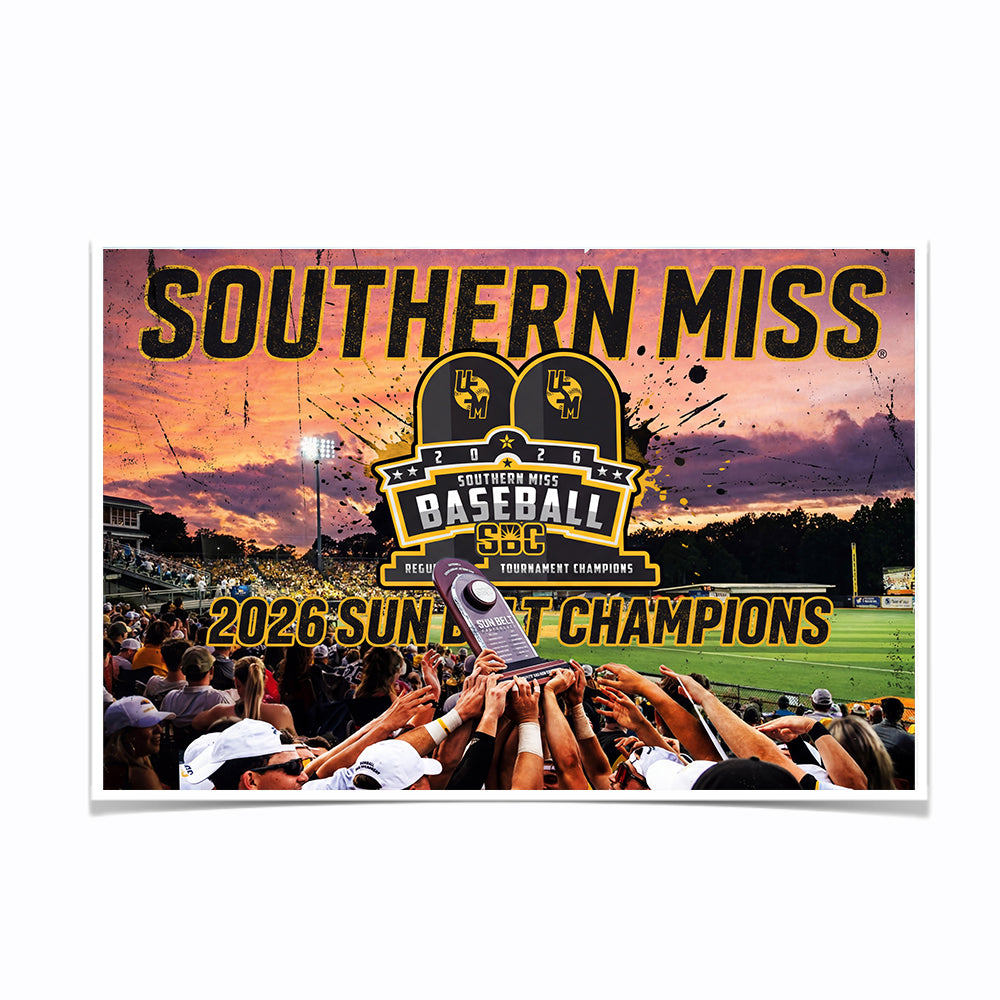 Southern Miss Golden Eagles - Southern Miss Sun Belt Champions - College Wall Art #Canvas