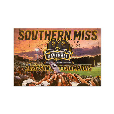Southern Miss Golden Eagles - Southern Miss Sun Belt Champions - College Wall Art #Wood