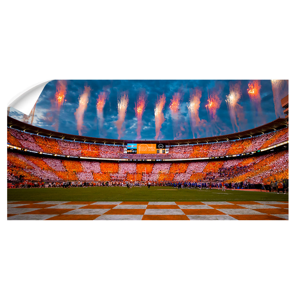 Tennessee Volunteers - Vols Win Checker Neyland Panoramic - College Wall Art #Canvas