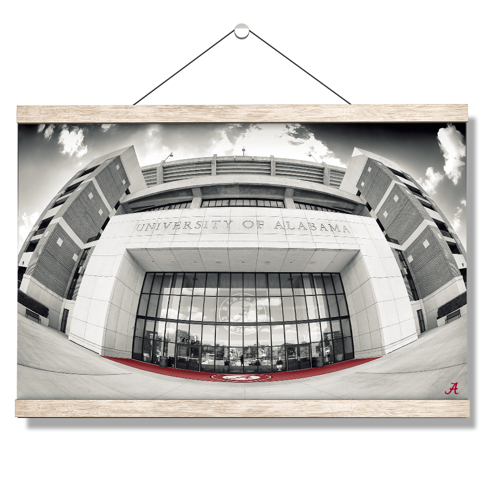 Alabama Crimson Tide - Bryant Denny Main Entrance B&W - College Wall Art #Canvas