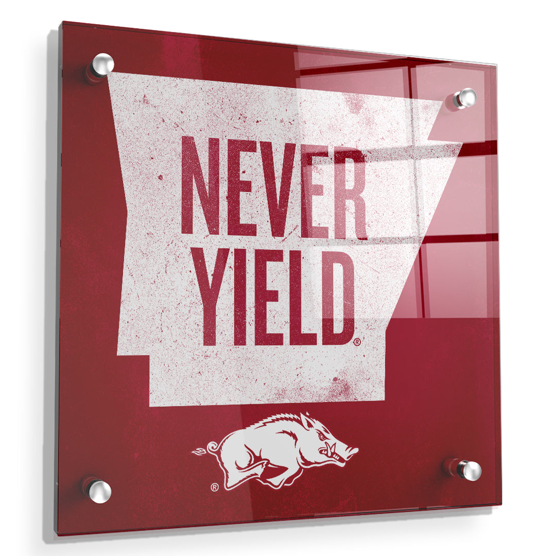 Arkansas Razorbacks - Arkansas Never Yield State - College Wall  Art #Canvas