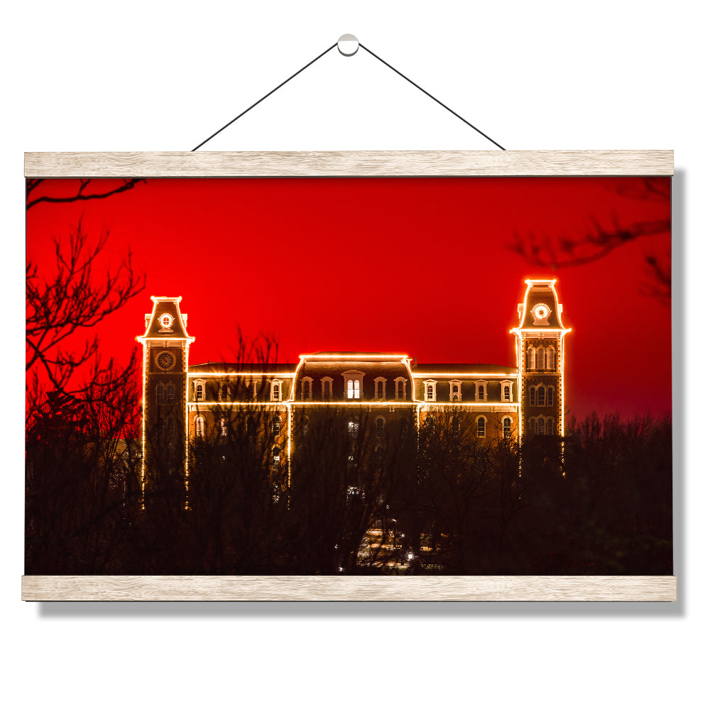 Arkansas Razorbacks - Red Christmas Old Main - College Wall Art #Canvas