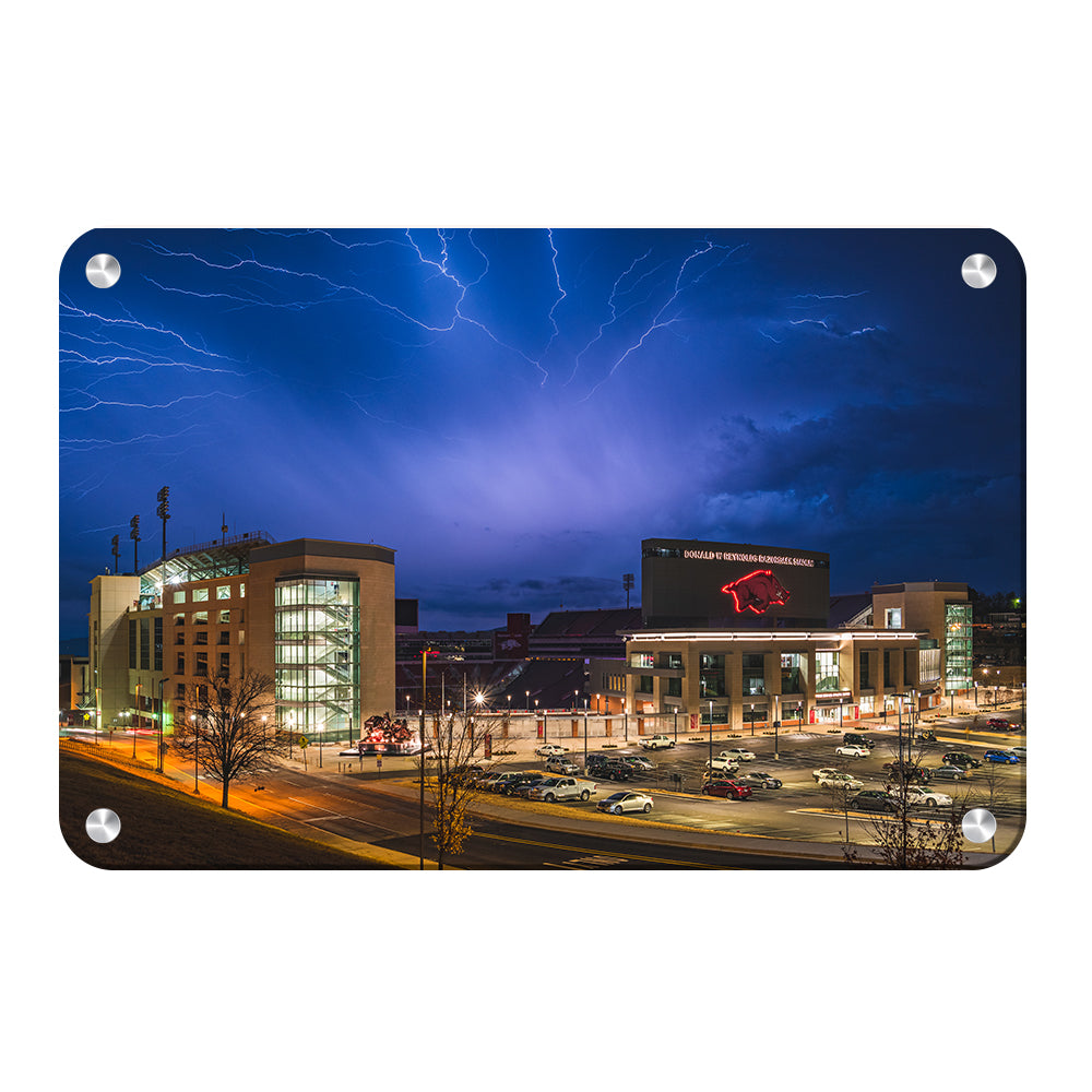 Arkansas Razorbacks - Lightning Over Donald W. Reynolds Razorback Stadium - College Wall Art #Canvas