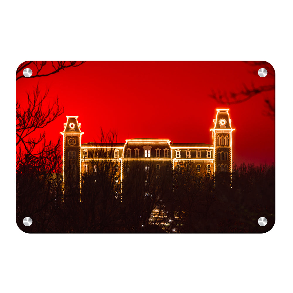 Arkansas Razorbacks - Red Christmas Old Main - College Wall Art #Canvas