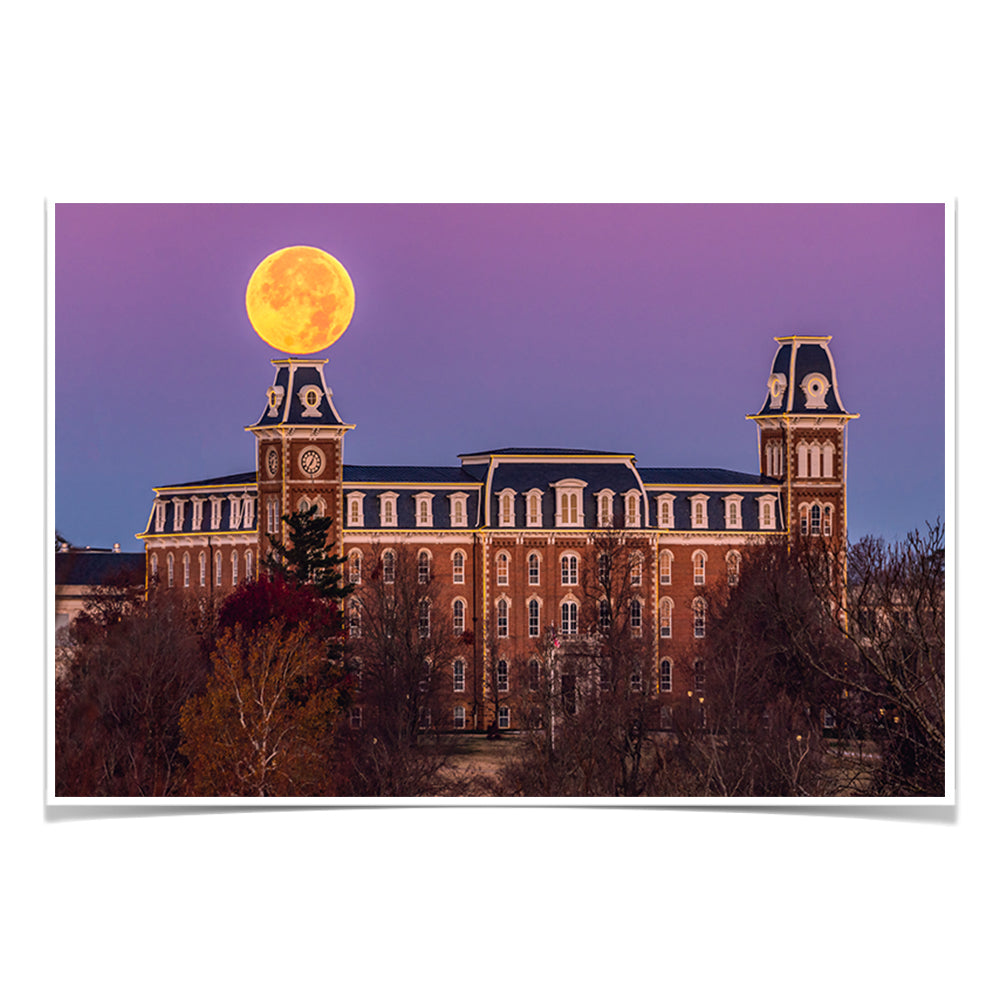 Arkansas Razorbacks - Moon Over Old Main - College Wall Art #Canvas