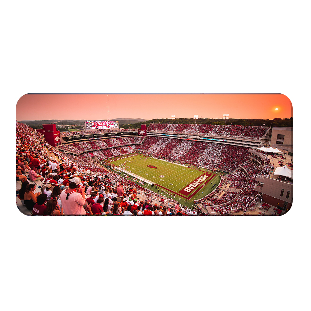 Arkansas Razorbacks - Aerial Donald W. Reynolds Razorback Stadium Stripe Out Panoramic - College Wall Art #Canvas