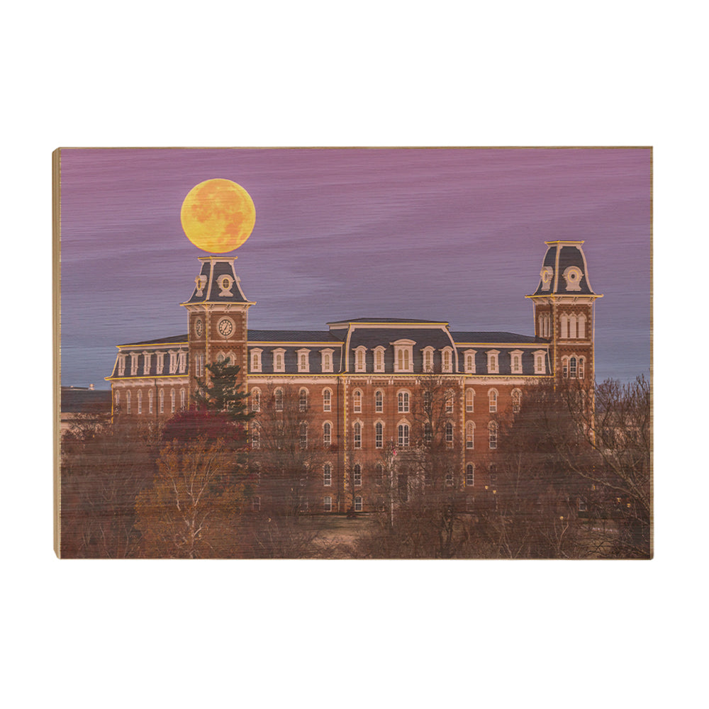 Arkansas Razorbacks - Moon Over Old Main - College Wall Art #Canvas