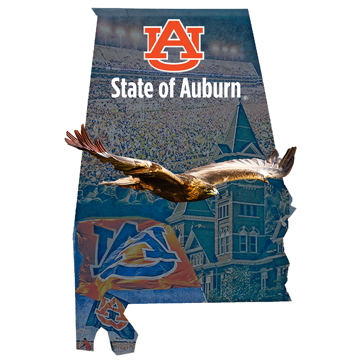 Auburn Tigers - State of Auburn 2 Layers Dimensional Wall Art - College Wall Art#Dimensional