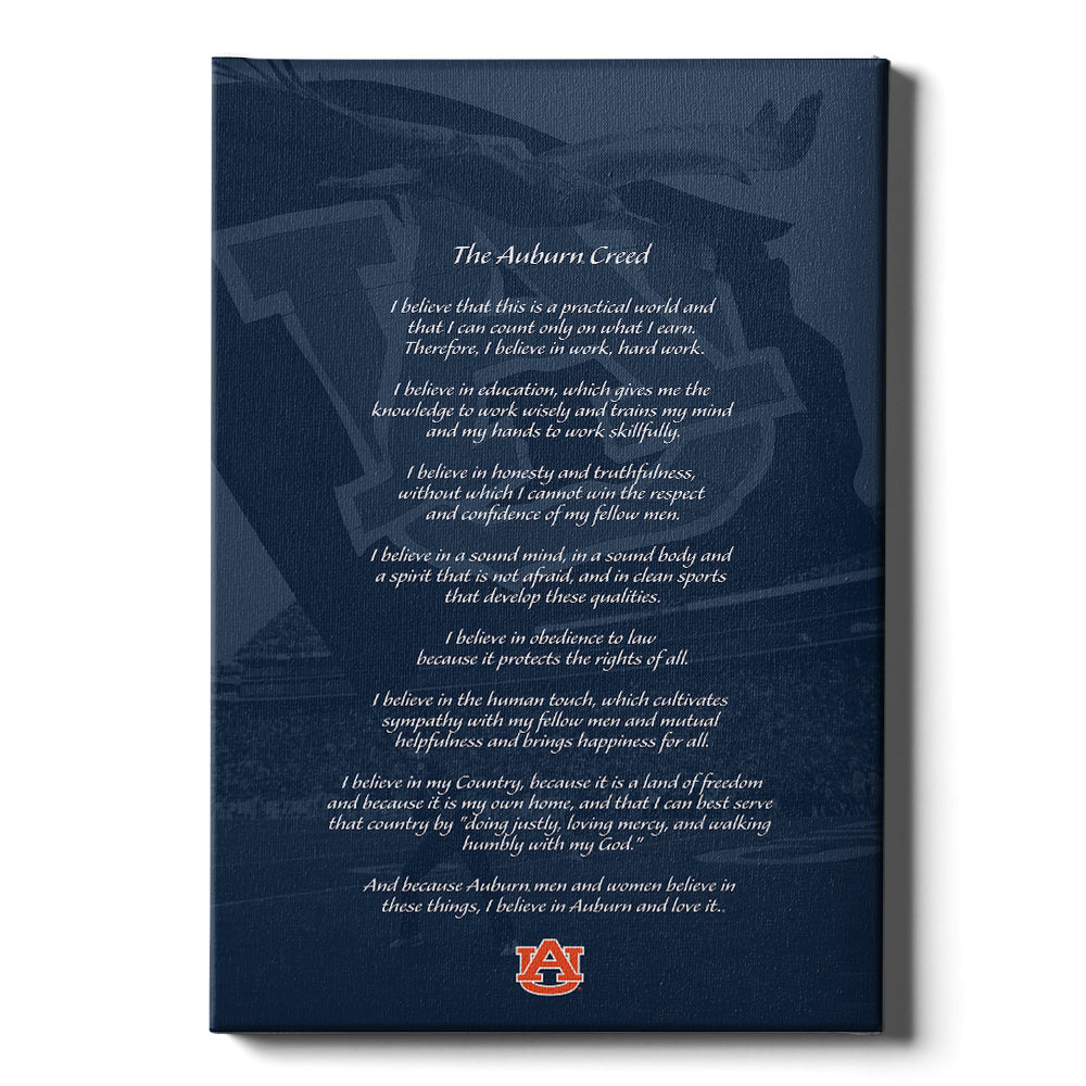 Auburn Tigers - The Auburn Creed over Jordan Hare Stadium v.2 - College Wall Art #Canvas