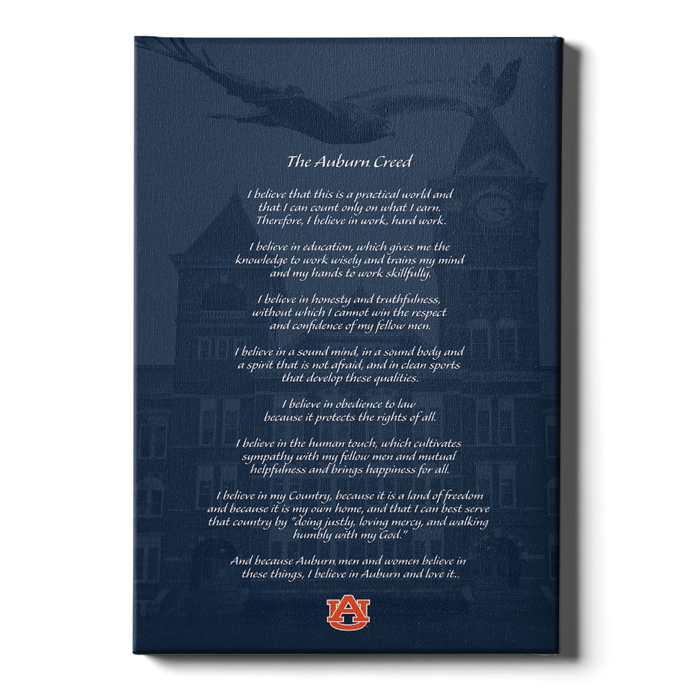 Auburn Tigers - The Auburn Creed over Samford - College Wall Art #Canvas