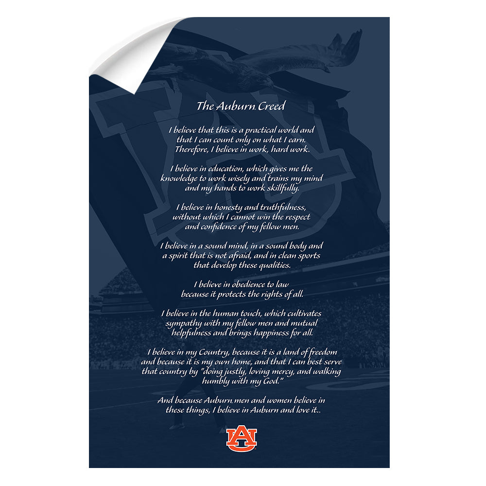 Auburn Tigers - The Auburn Creed over Jordan Hare Stadium v.2 - College Wall Art #Canvas