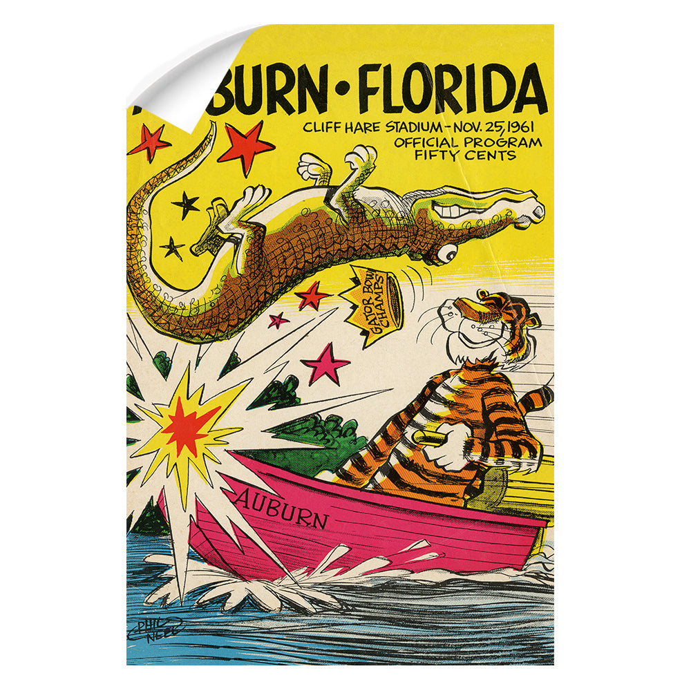 Auburn Tigers - Auburn vs Florida Official Program Cover 11.25.61 -  College Wall Art #Canvas