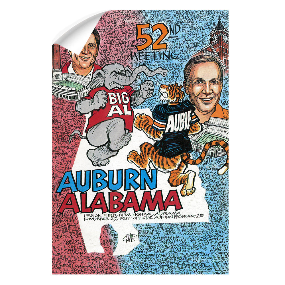 Auburn Tigers - Auburn vs Alabama 52nd Meeting Official Program Cover 11.27.87 - College Wall Art #Canvas