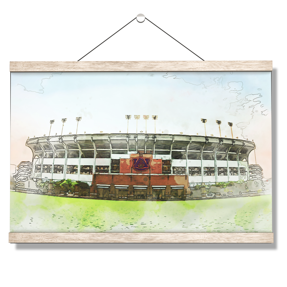 Auburn Tigers - Jordan-Hare Stadium Watercolor - College Wall Art #Canvas
