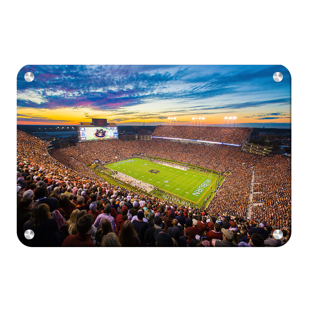 Auburn Tigers - Sunset over Jordan-Hare Stadium - College Wall Art#Metal