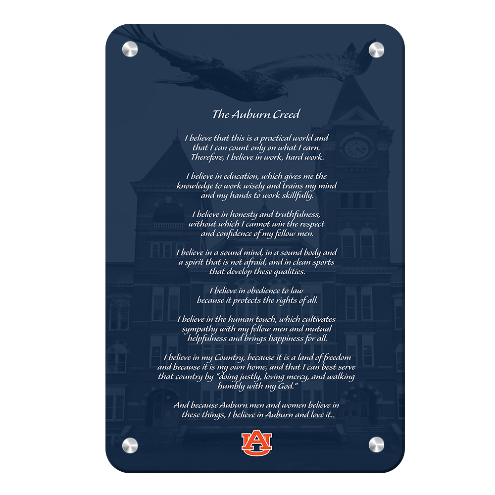 Auburn Tigers - The Auburn Creed over Samford - College Wall Art #Canvas