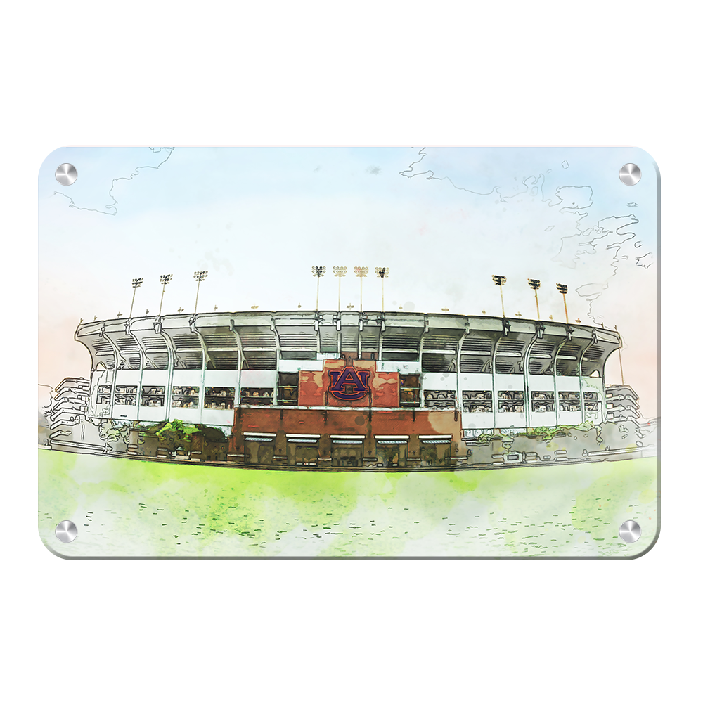 Auburn Tigers - Jordan-Hare Stadium Watercolor - College Wall Art #Metal