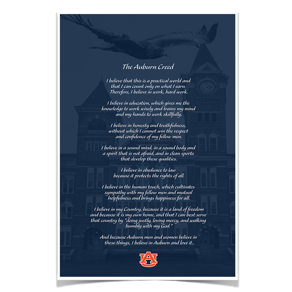 Auburn Tigers - The Auburn Creed over Samford - College Wall Art #Canvas