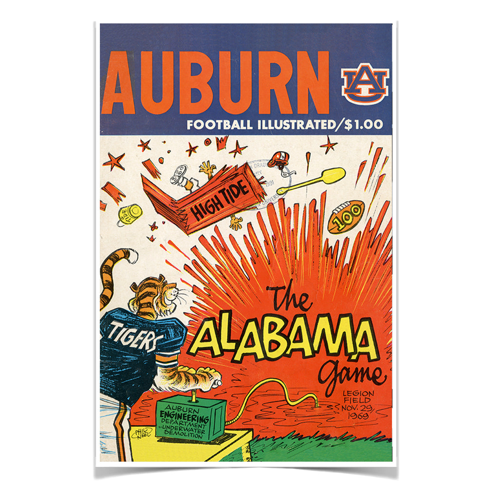 Auburn Tigers - Auburn Football Illustrated The Alabama Game 11.29.69 - College Wall Art #Canvas
