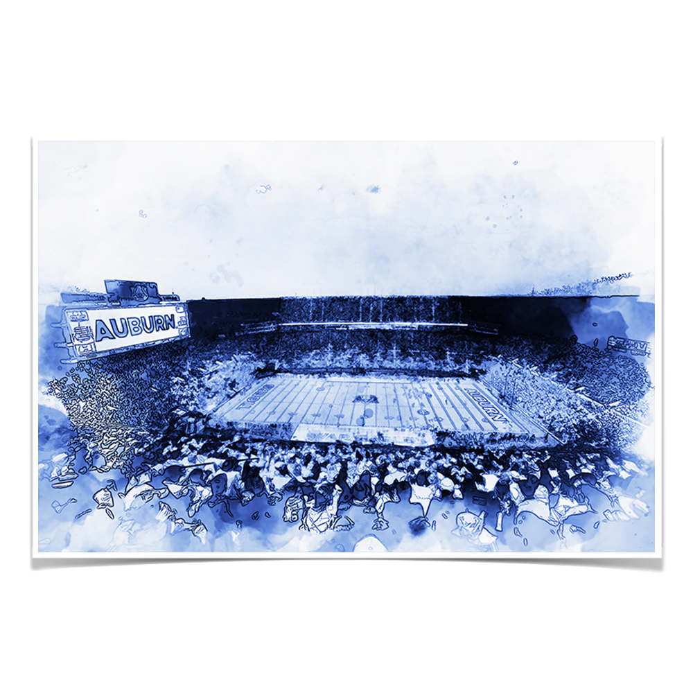 Auburn Tigers - Auburn Blue Watercolor - College Wall Art #Canvas
