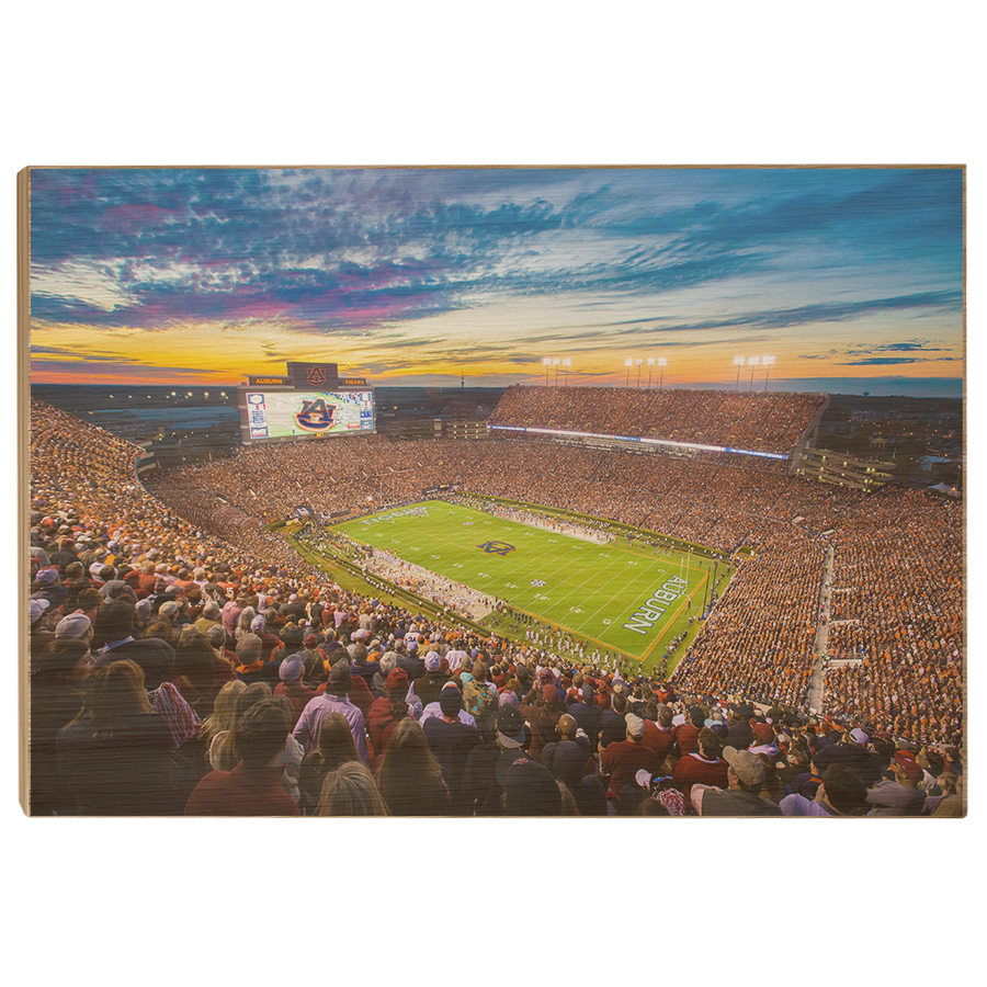 Auburn Tigers - Sunset over Jordan-Hare Stadium - College Wall Art#Canvas
