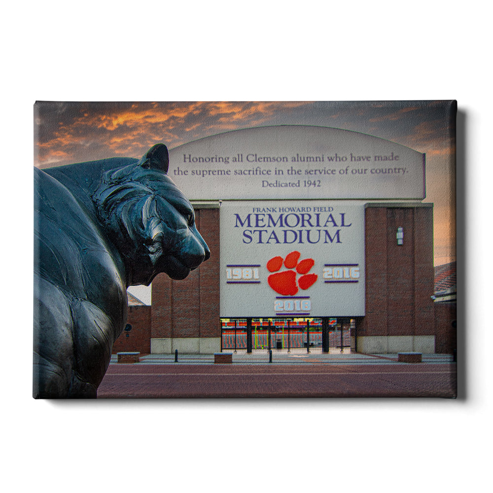 Clemson Tigers - Memorial Stadium Sunset - College Wall Art #Canvas