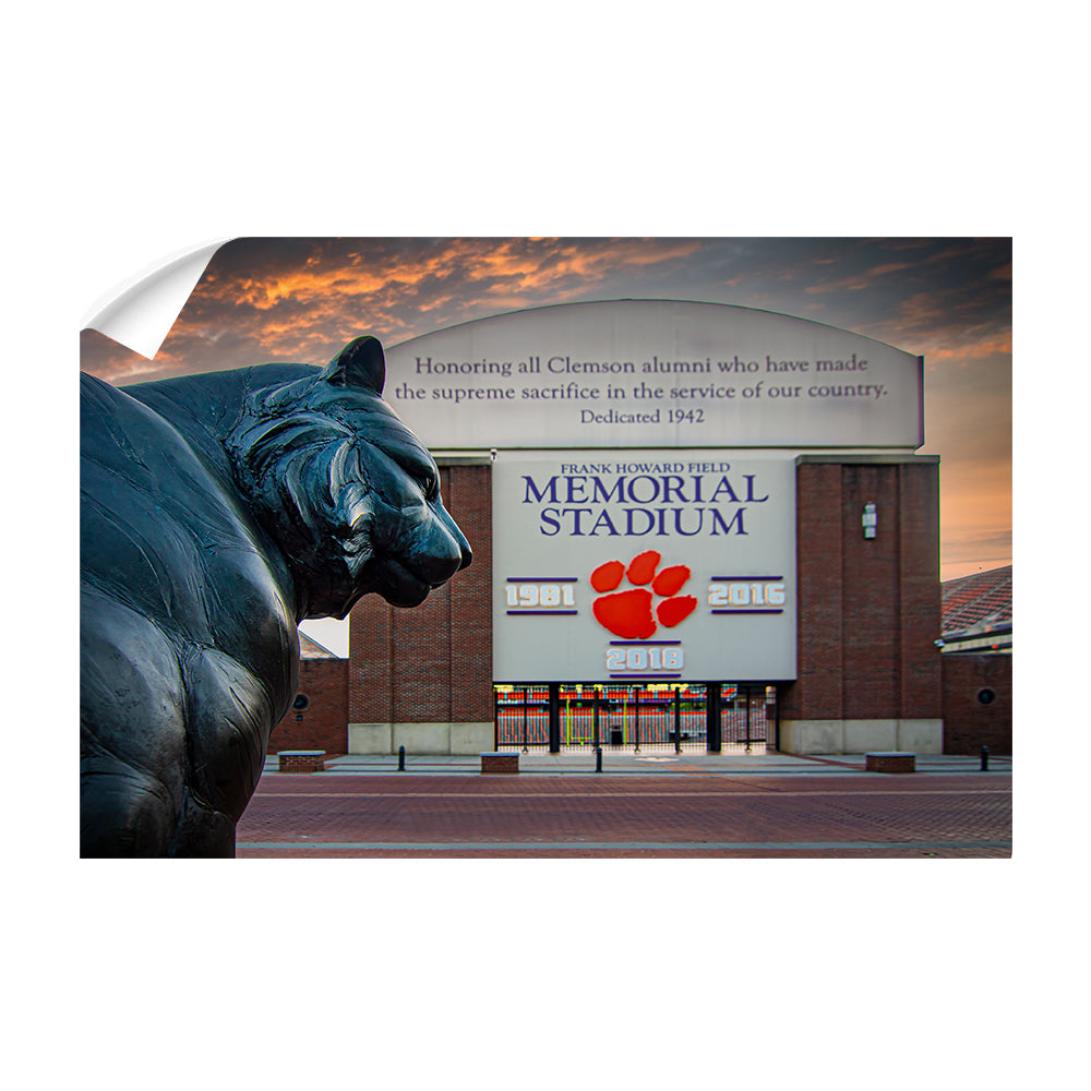 Clemson Tigers - Memorial Stadium Sunset - College Wall Art #Canvas