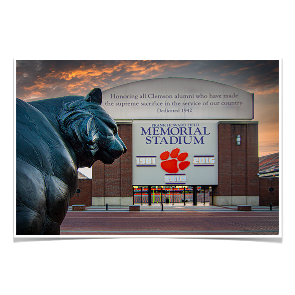 Clemson Tigers - Memorial Stadium Sunset - College Wall Art #Canvas