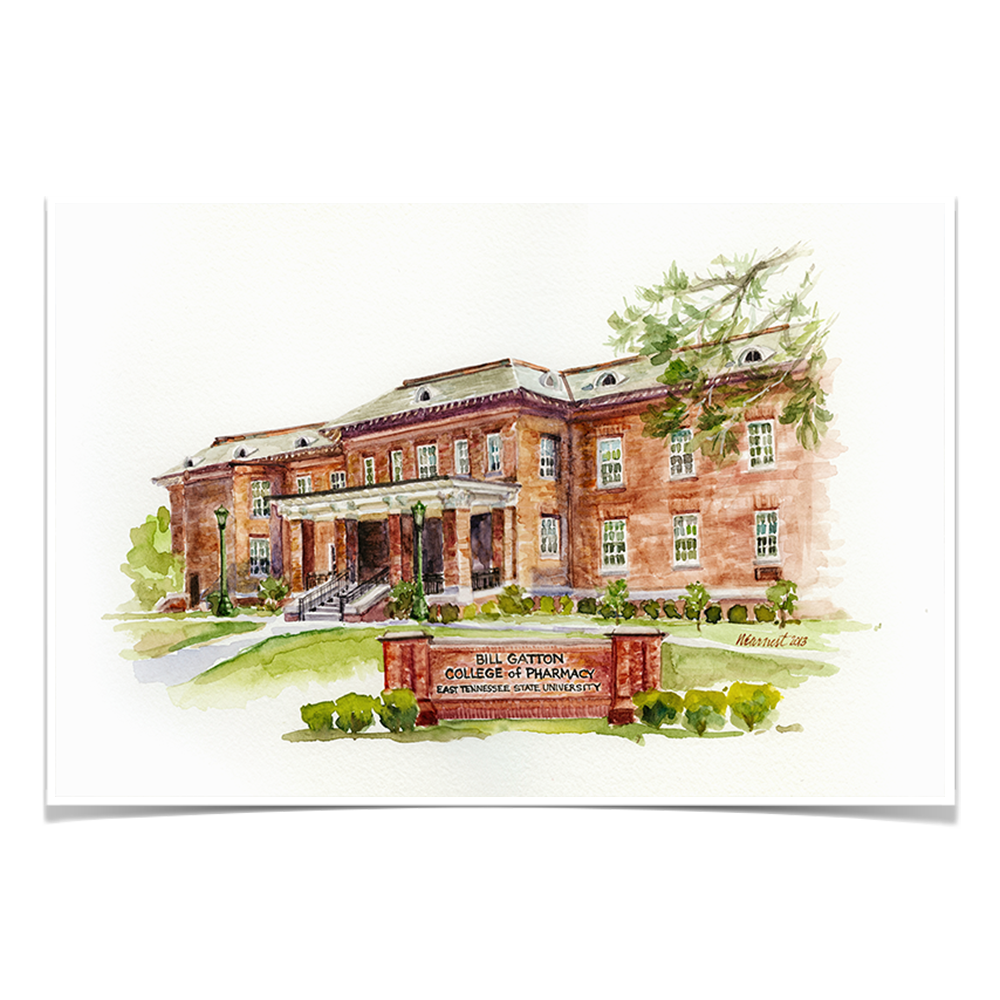ETSU - Bill Gatton College of Pharmacy Watercolor - College Wall Art #Canvas