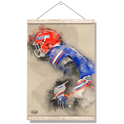 Florida Gators - Gator Defend Watercolor - College Wall Art #Hanging Canvas