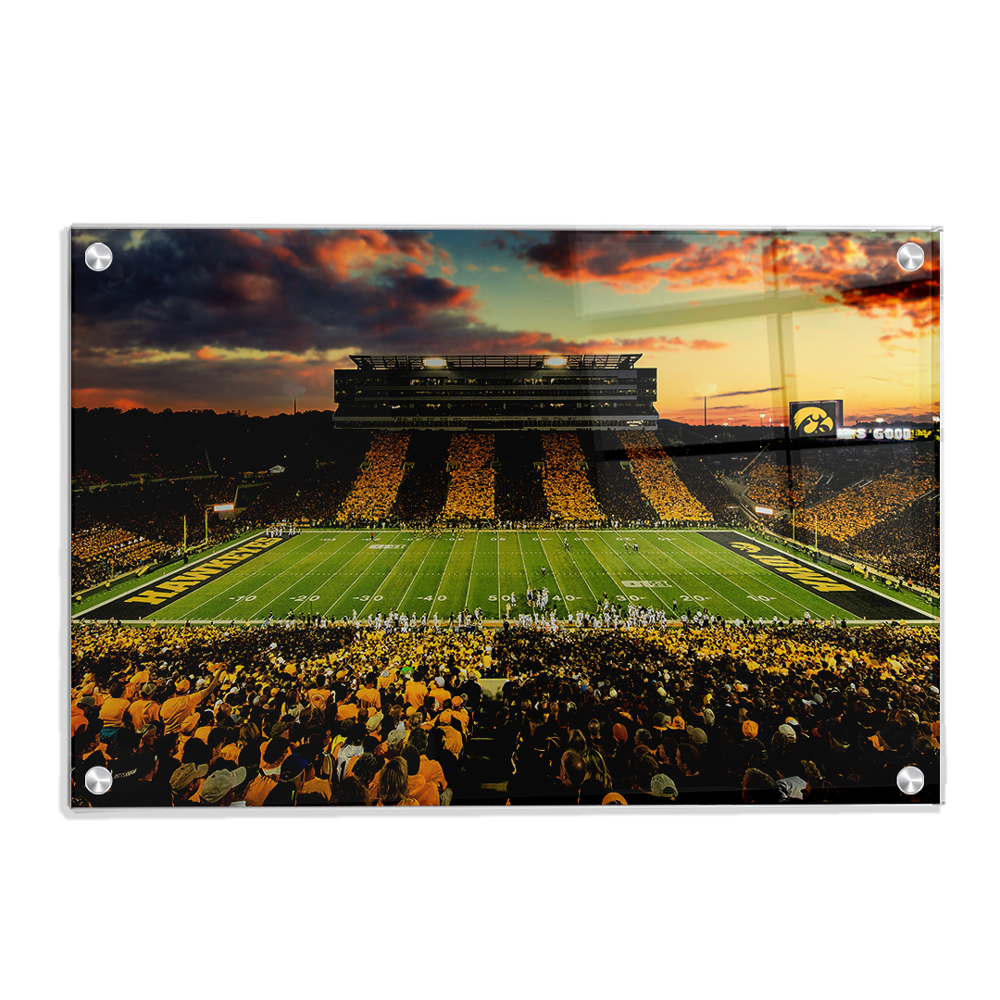 Iowa Hawkeyes - Kinnick Stadium Stripe Out Sunset - College Wall Art #Canvas