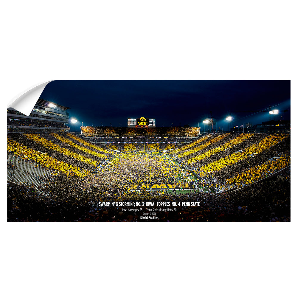 Iowa Hawkeyes - Swarmin' & Stormin' No. 3 Iowa Topples No 4 Penn State - College Wall Art #Canvas