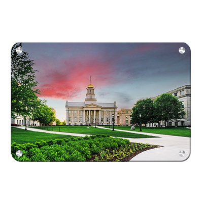 Iowa Hawkeyes - Campus Sunset Painting - College Wall Art #Metal