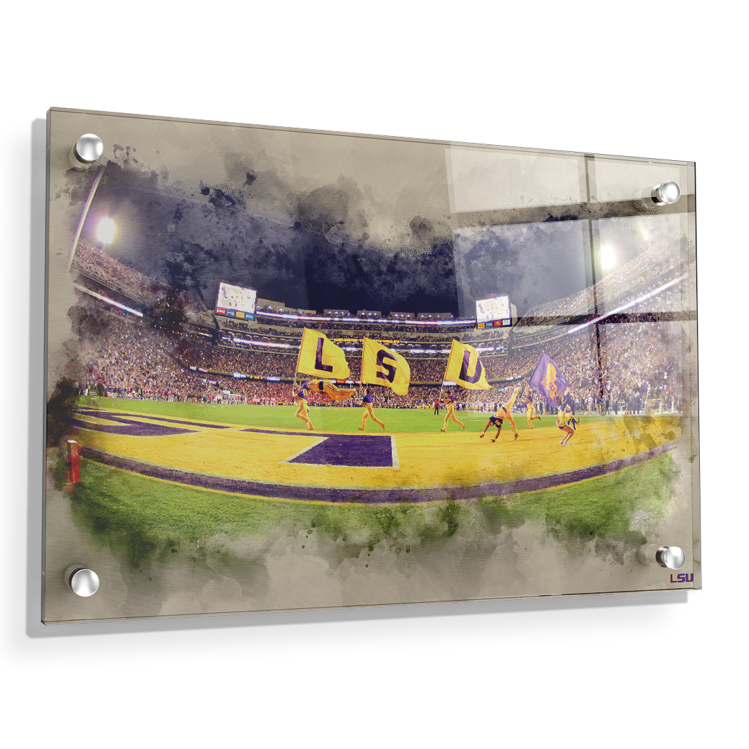 LSU Tigers - Tiger Stadium Watercolor - College Wall Art #Canvas