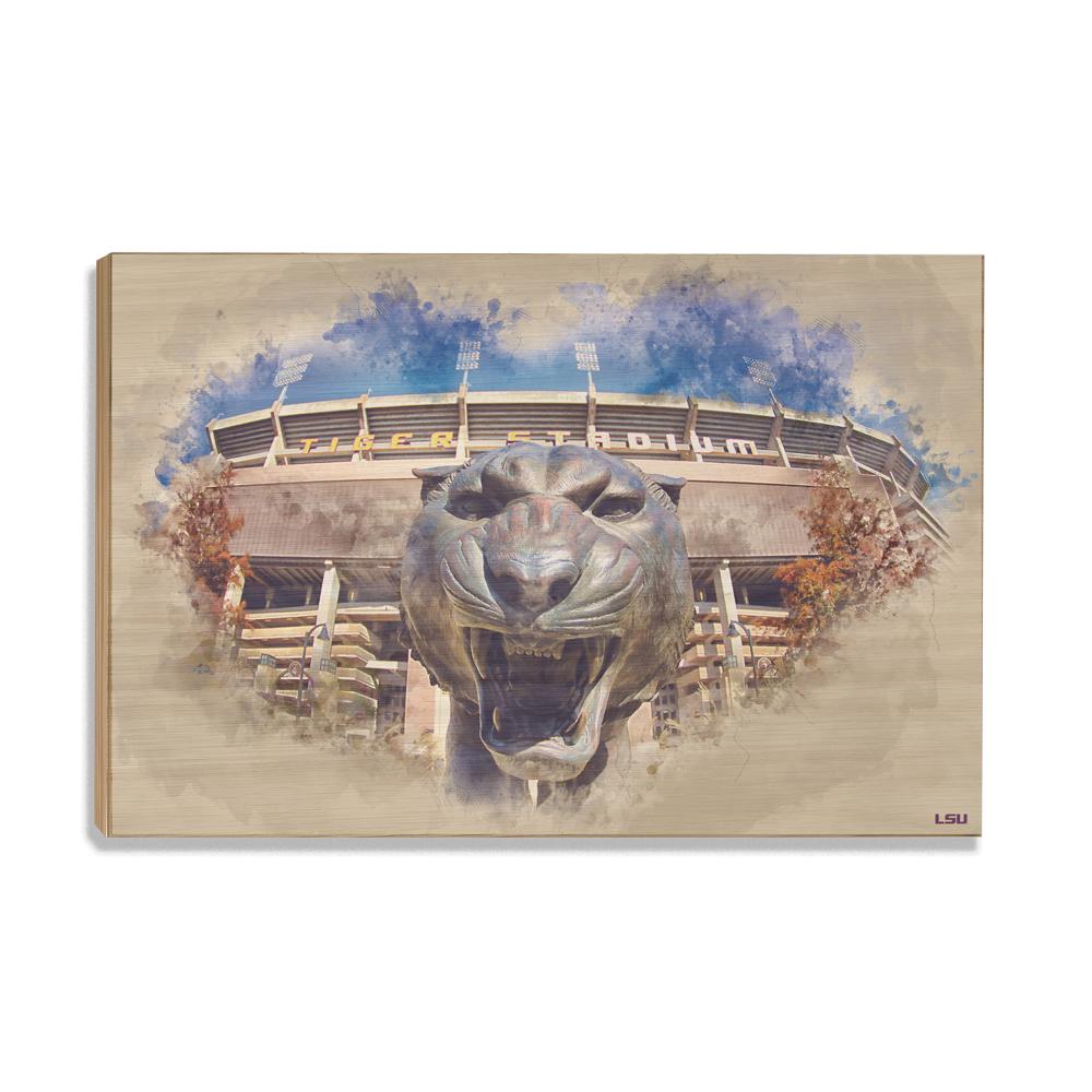 LSU Tigers - LSU Tiger Watercolor - College Wall Art #Canvas