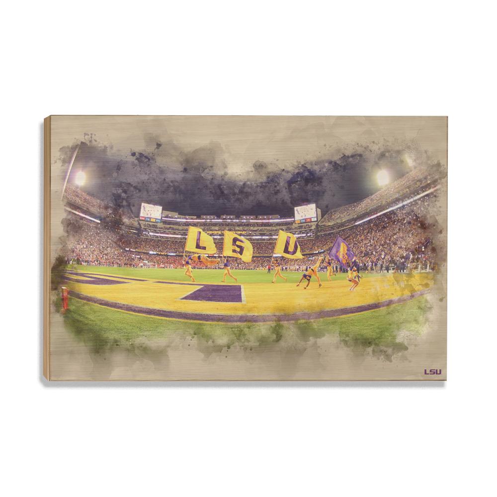LSU Tigers - Tiger Stadium Watercolor - College Wall Art #Canvas