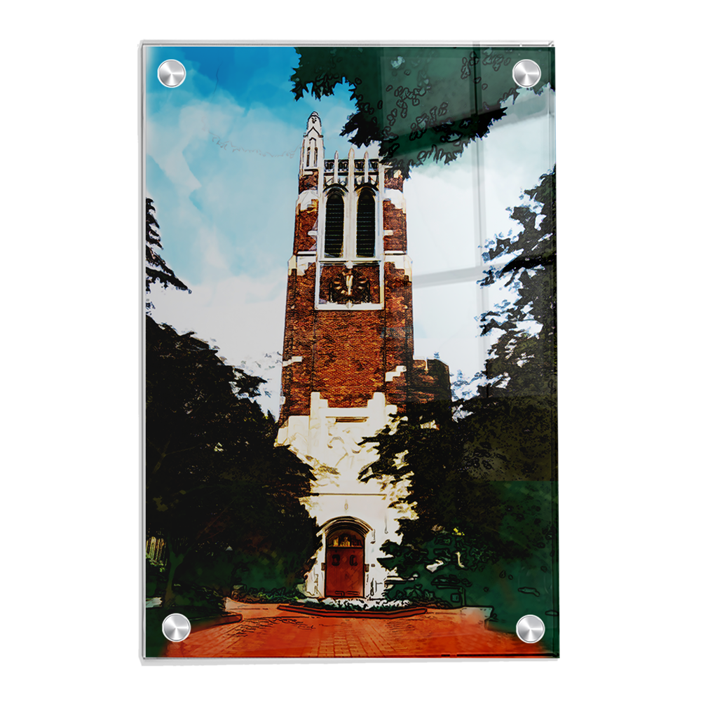 Michigan State - Beaumont Tower Watercolor - College Wall Art #Acrylic
