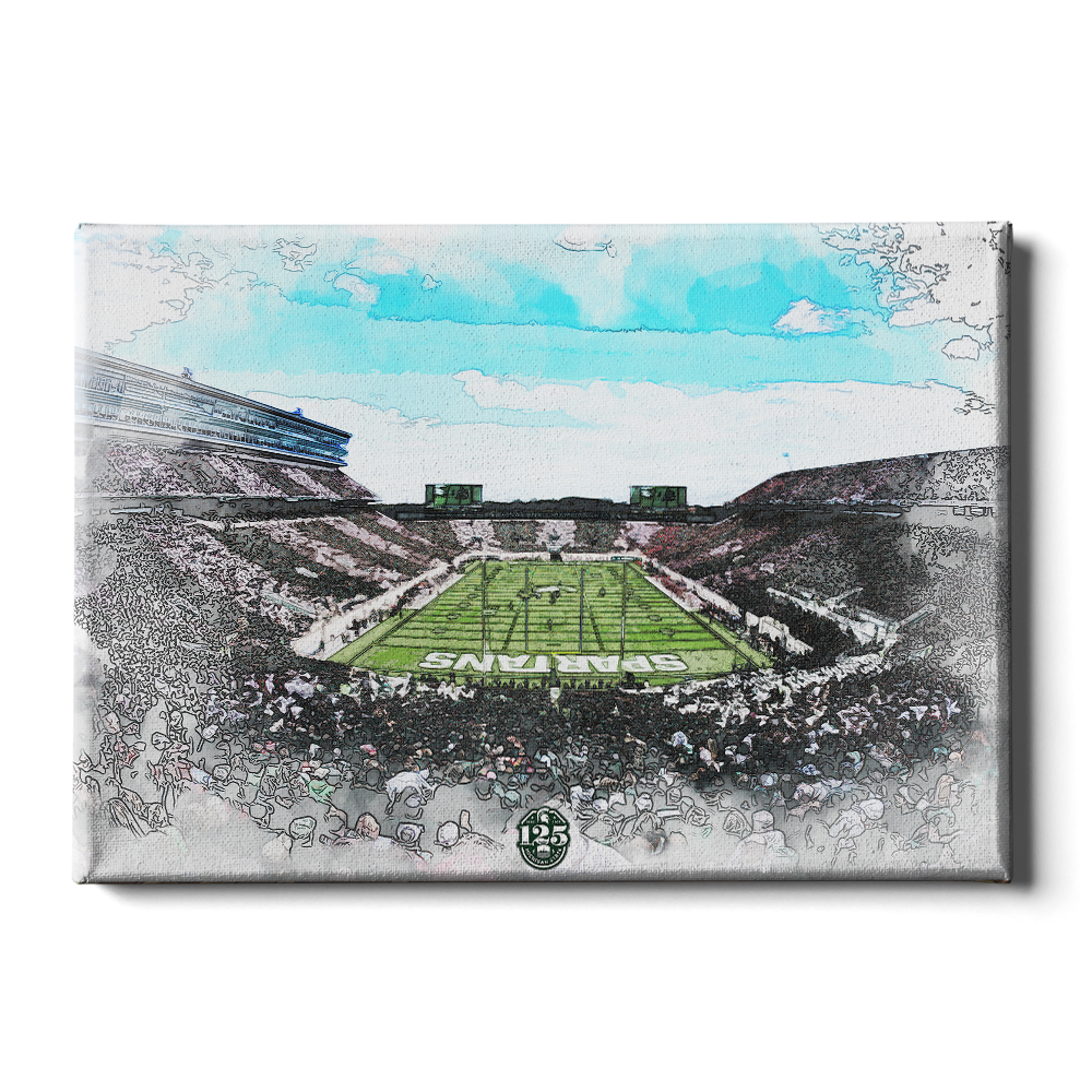 Michigan State - Spartan Stadium Stipe Watercolor - College Wall Art #Canvas