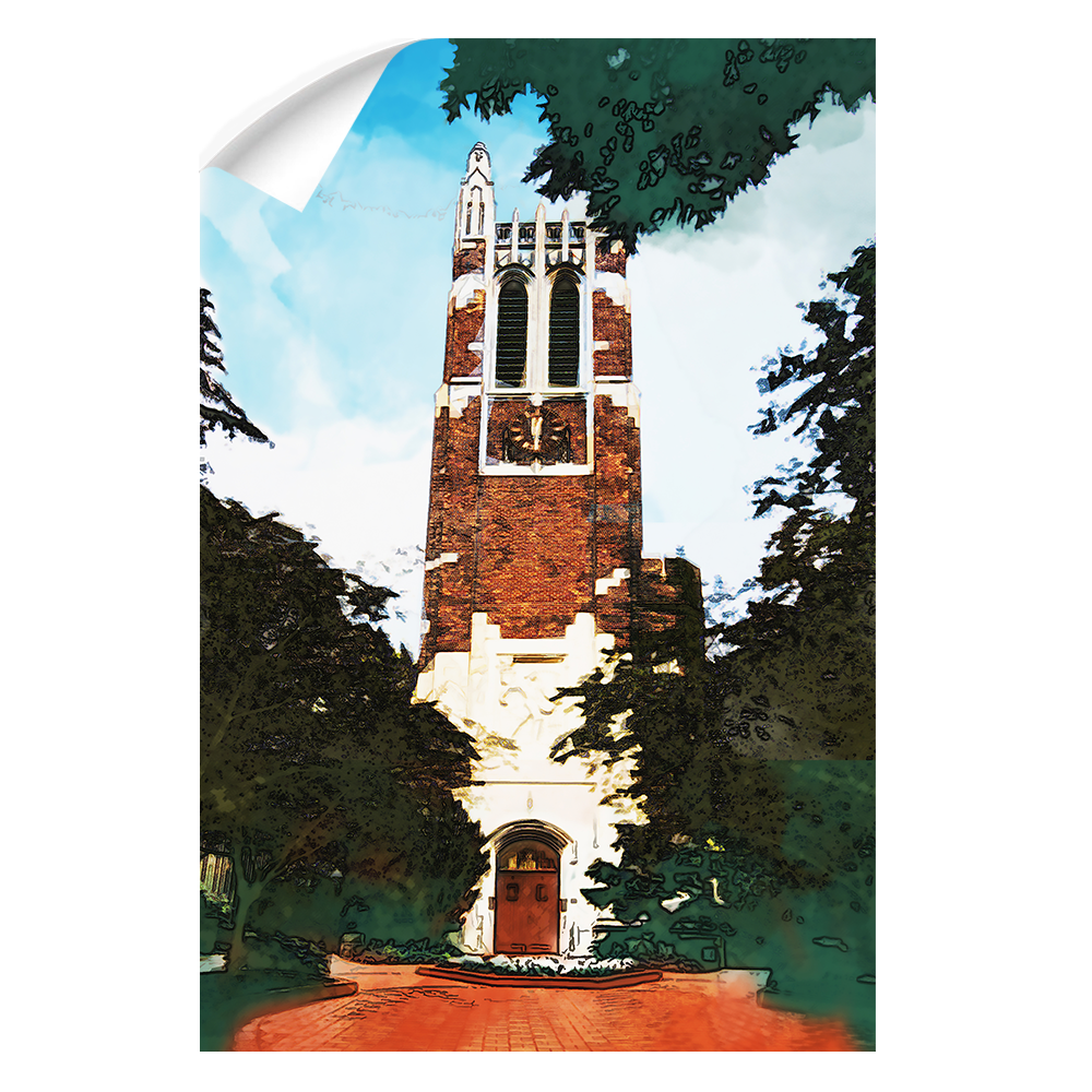 Michigan State - Beaumont Tower Watercolor - College Wall Art #Wall Decal