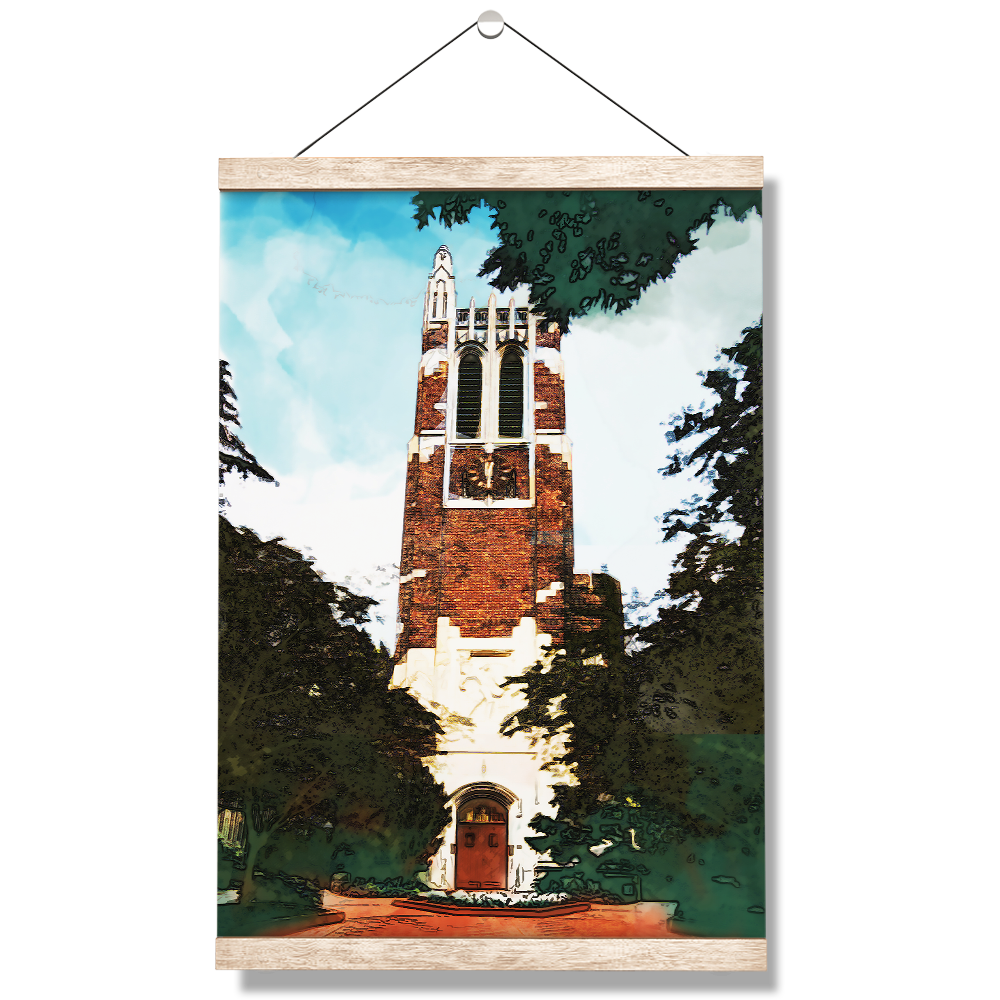 Michigan State - Beaumont Tower Watercolor - College Wall Art #Hanging Canvas