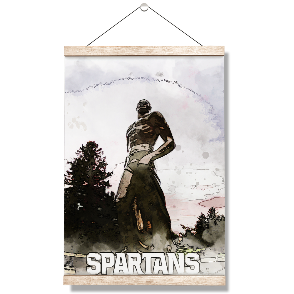 Michigan State - Spartans Watercolor - College Wall Art #Hanging Canvas