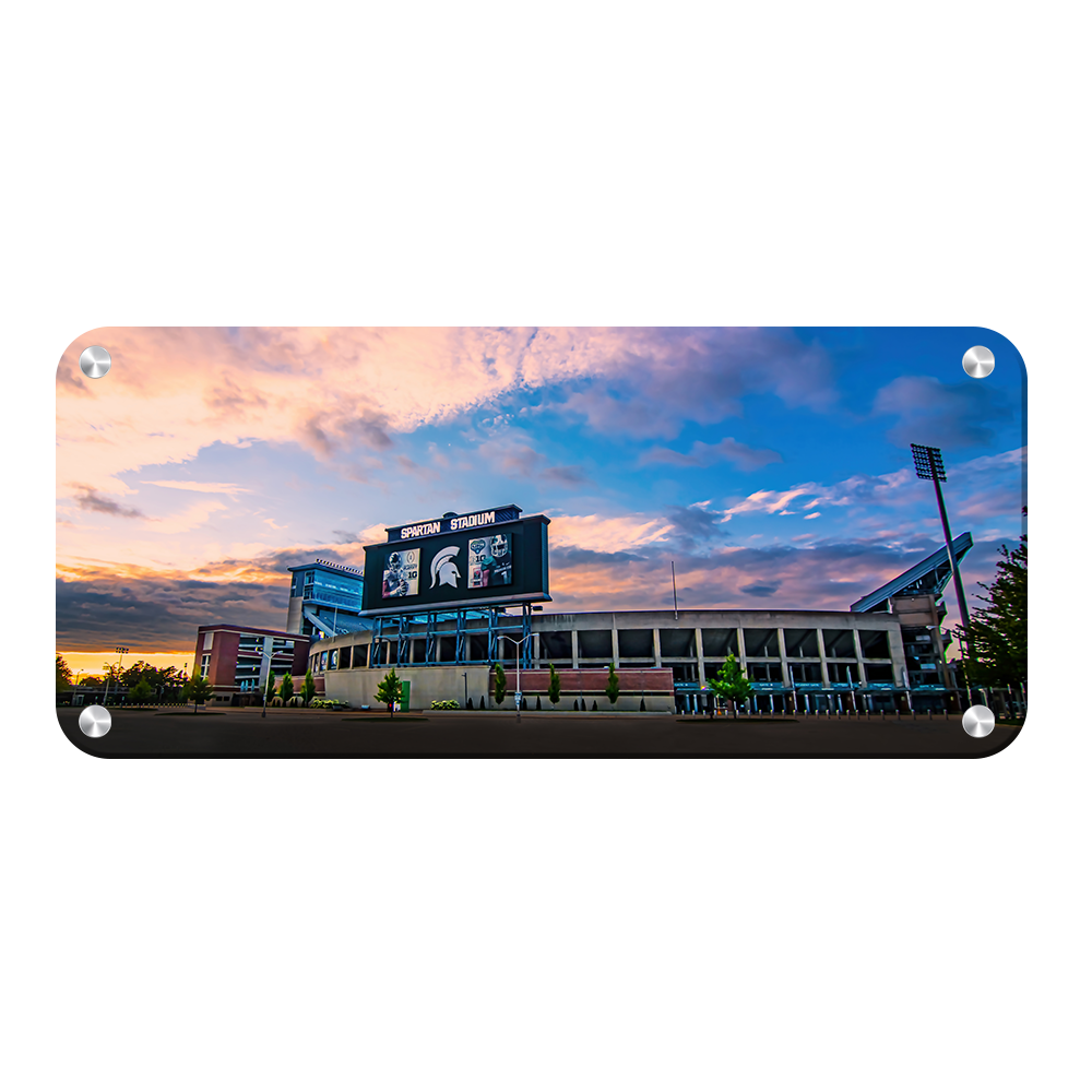 Michigan State - Sunset Spartan Stadium Panoramic - College Wall Art #Canvas