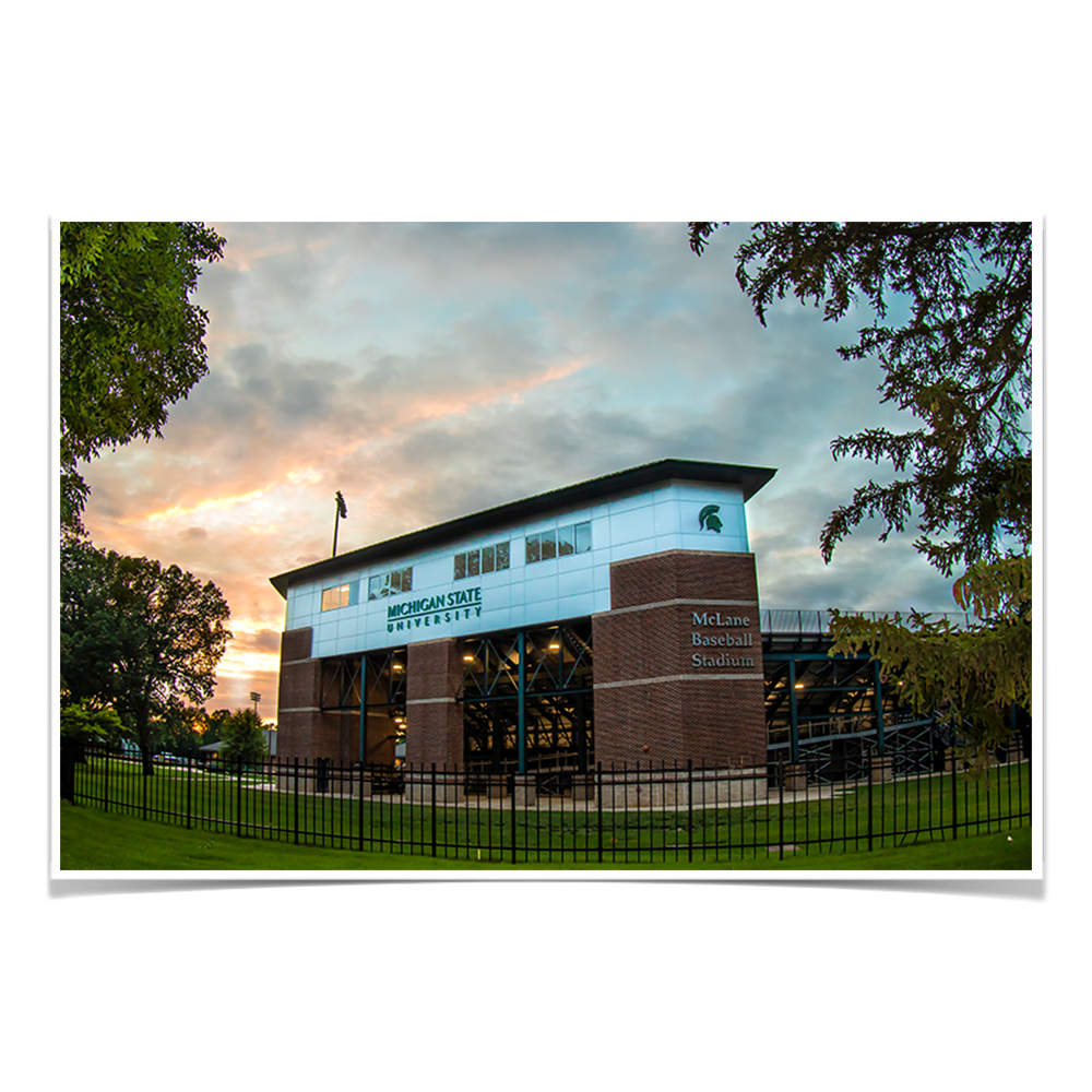 Michigan State - McLane Baseball Stadium Sunset - College Wall Art #Canvas