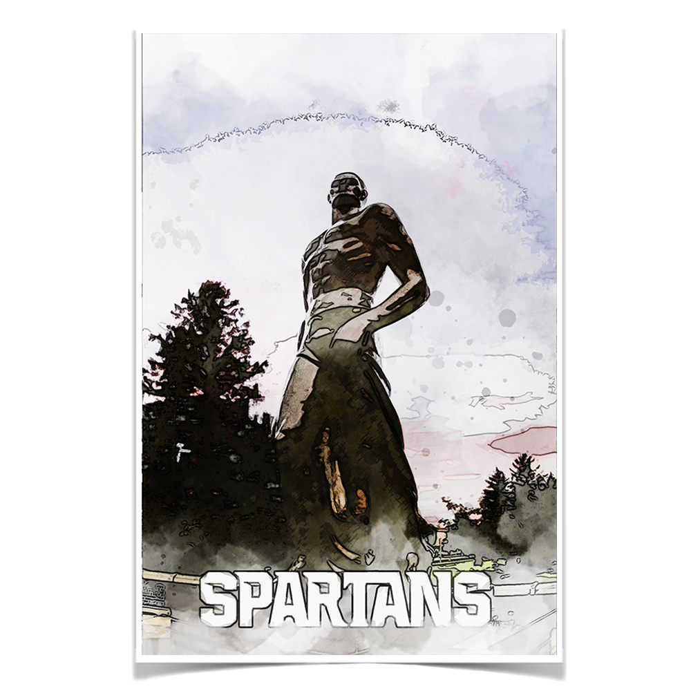 Michigan State - Spartans Watercolor - College Wall Art #Poster