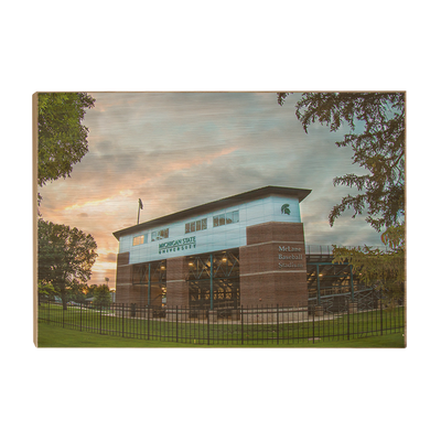 Michigan State - McLane Baseball Stadium Sunset - College Wall Art #Wood