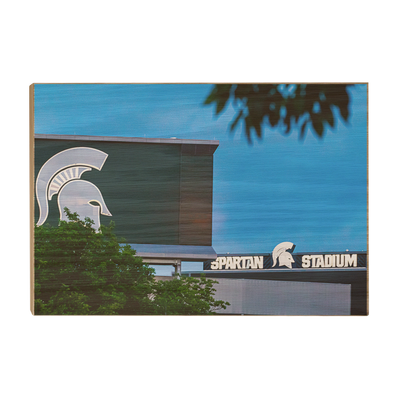 Michigan State - Spartan Stadium Lights - College Wall Art #Wood