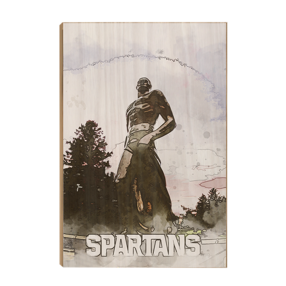 Michigan State - Spartans Watercolor - College Wall Art #Wood